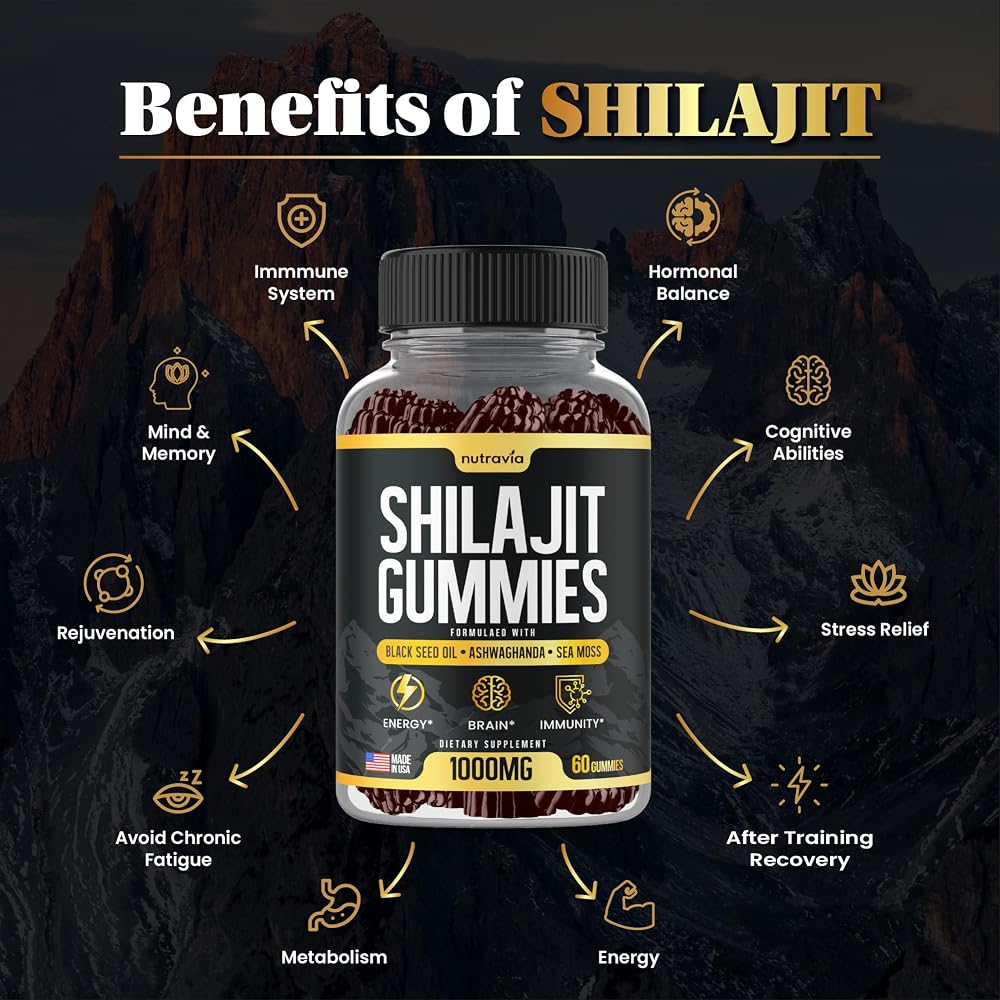 Nutravia Shilajit Gummies with Sea Moss & Ashwagandha - 60 Gummies - image 3