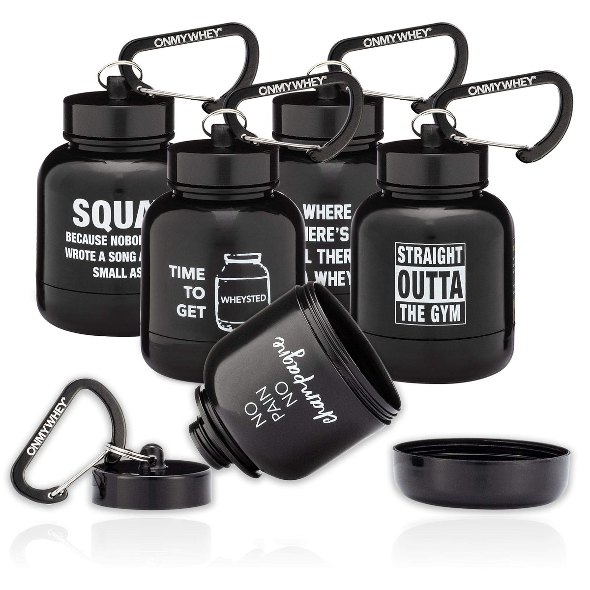 OnMyWhey Protein Powder Funnel Keychain 5-Pack - 2.5 oz