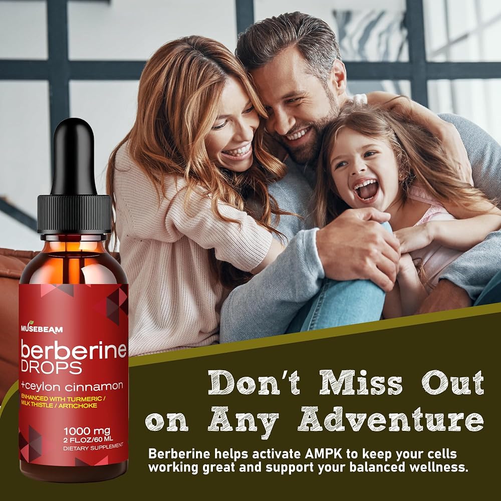 musebeam Organic Berberine HCl 1000mg Liquid Drops - Ceylon Cinnamon