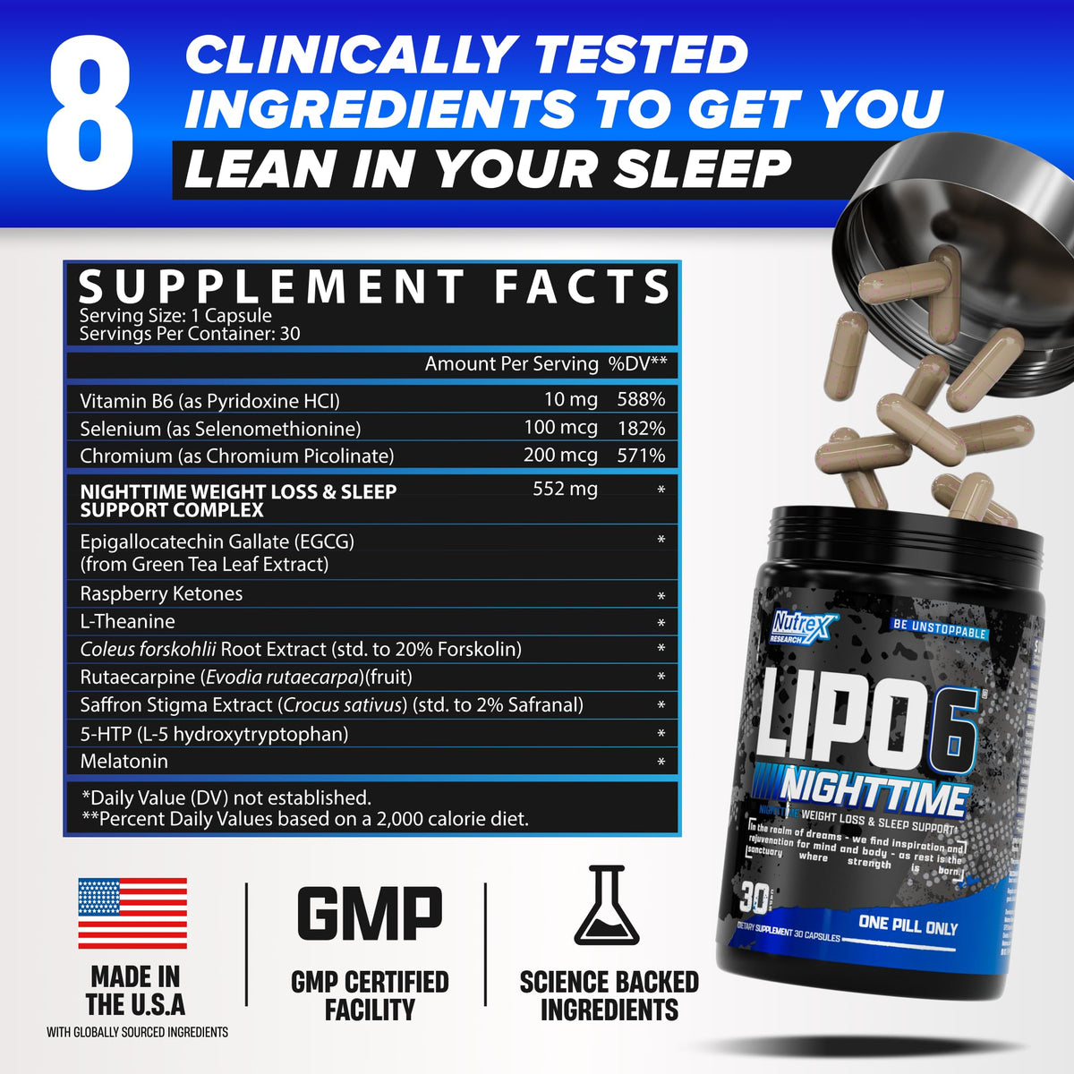 Nutrex Lipo 6 Nighttime Fat Burner with Melatonin - 30 Capsules - image 2