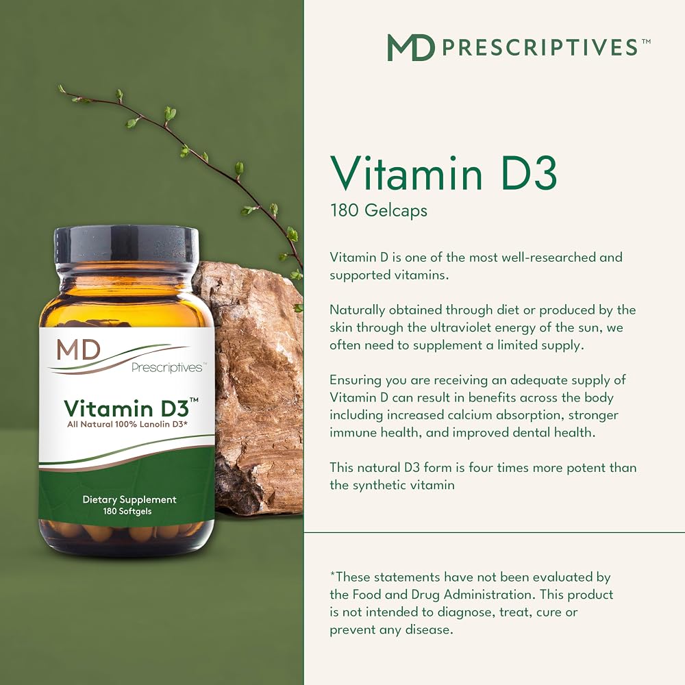 MD Prescriptives Vitamin D3 5000 IU - 180 Softgels - image 3
