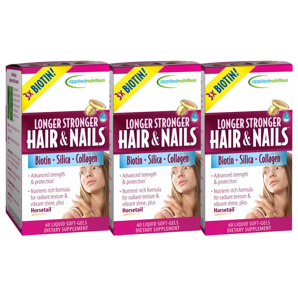Applied Nutrition Longer Stronger Hair & Nails - 60 Liquid Soft-Gels