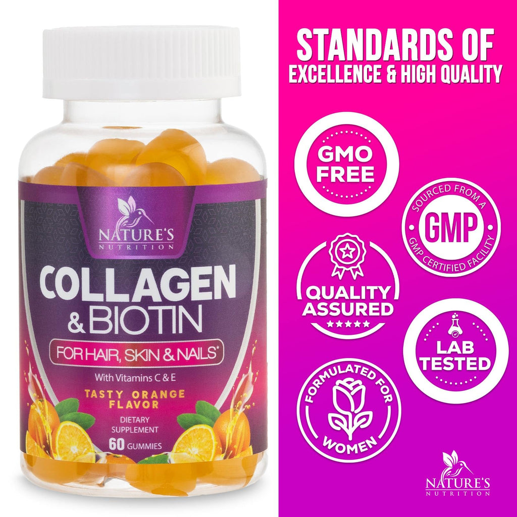 Nature's Nutrition Collagen Gummies - 2500mcg Biotin - Complete