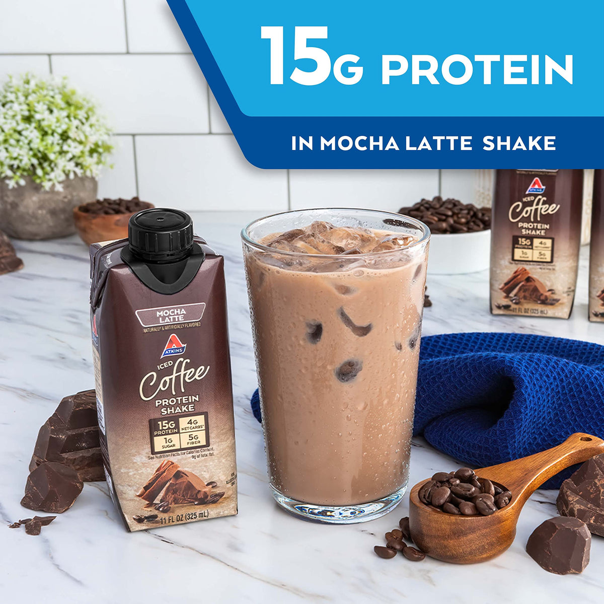 Atkins Mocha Latte Protein-Rich Shake, Keto Friendly - 15 Count - image 3