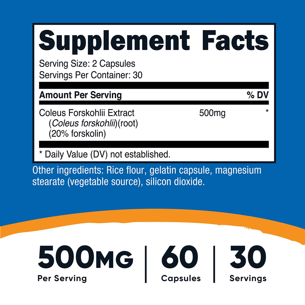 Nutricost Coleus Forskohlii 500mg Capsules - Maximum Strength Formula