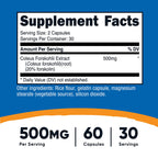 Nutricost Coleus Forskohlii 500mg Capsules - Maximum Strength Formula