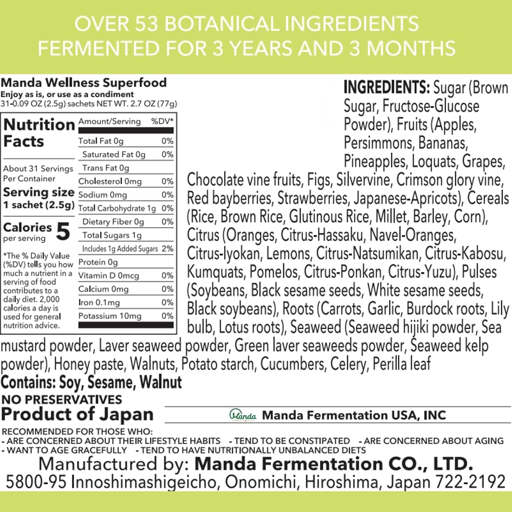 Manda Fermentation Superfood Prebiotic Gut Health - 31 Sachets - image 2