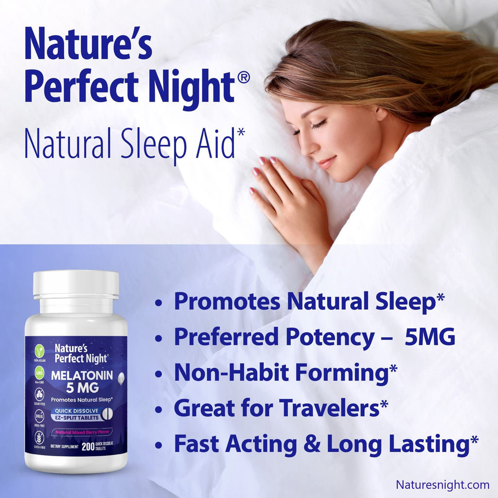 Nature's Perfect Night Melatonin 5mg Quick Dissolve Tablets - 200 Count - image 2