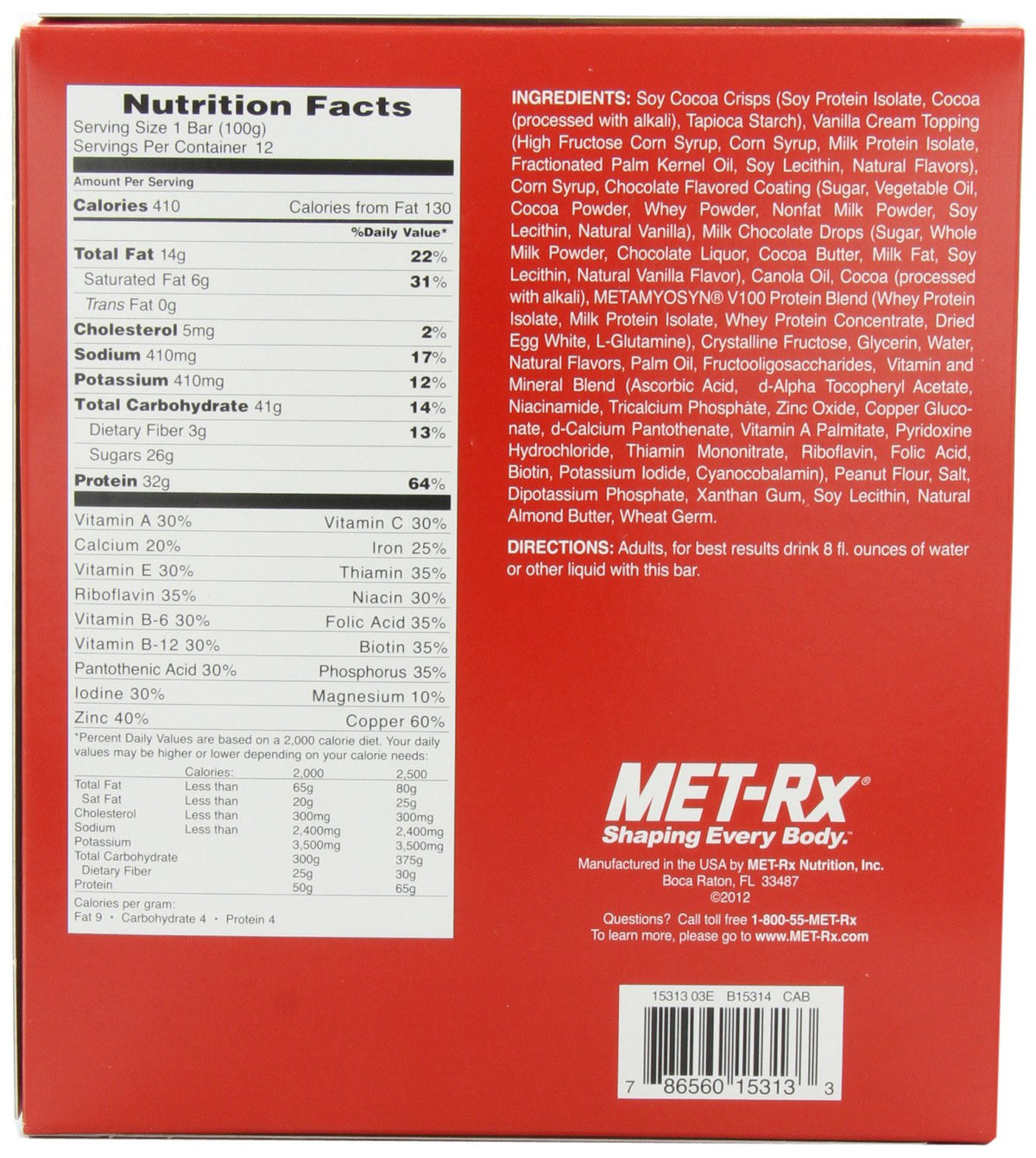 MET-Rx Big 100 Colossal Meal Replacement Bar, Cookie Crunch - 12 Bars - image 2