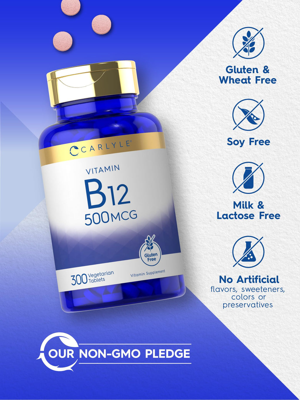 Carlyle Vitamin B-12 500mcg - 300 Tablets - image 4