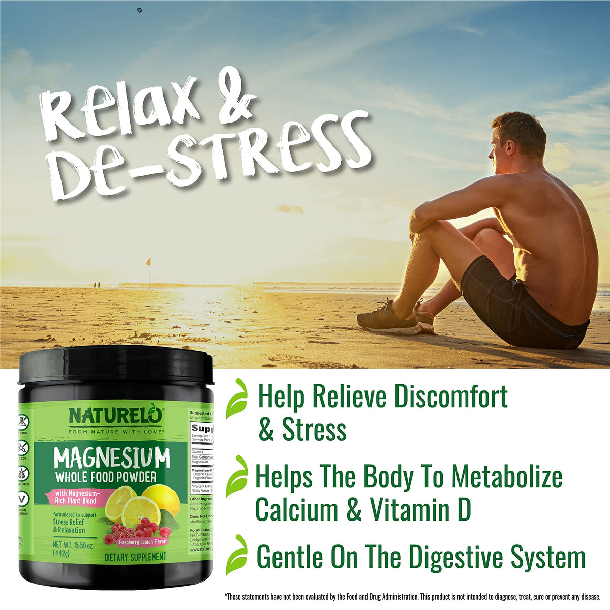 NATURELO Magnesium Citrate Powder for Stress Relief - 15.5 oz - image 5