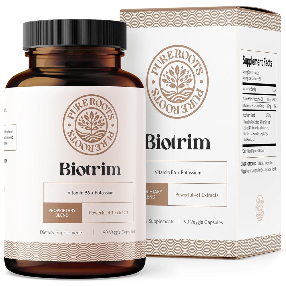 PureRoots Biotrim Natural Diuretic Capsules for Water Retention - 90 Capsules