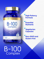 Carlyle B-100 Complex Vitamin B - 250 Vegetarian Capsules - image 4