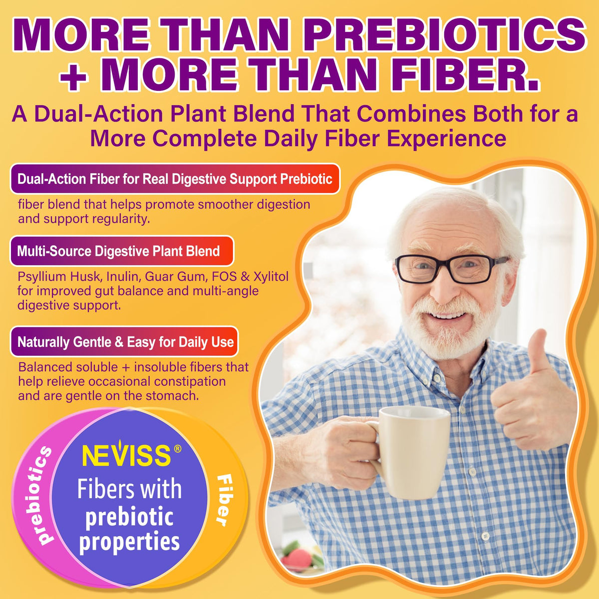 NEVISS Psyllium Husk Fiber Gummies Sugar Free