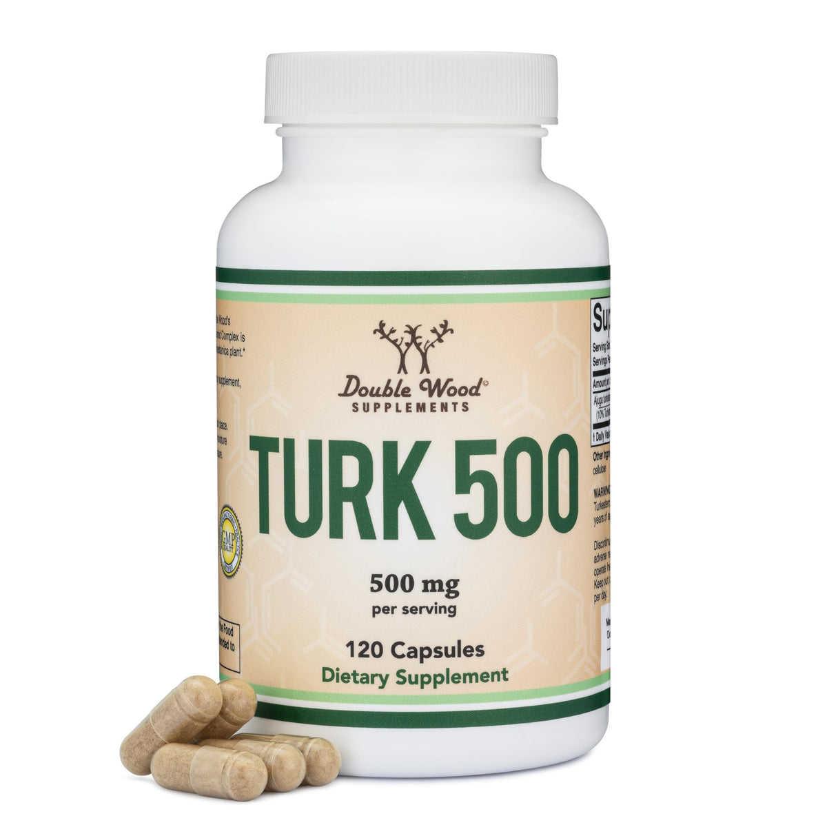 Double Wood Supplements Turkesterone 500mg Strength + Recovery - 120 Capsules
