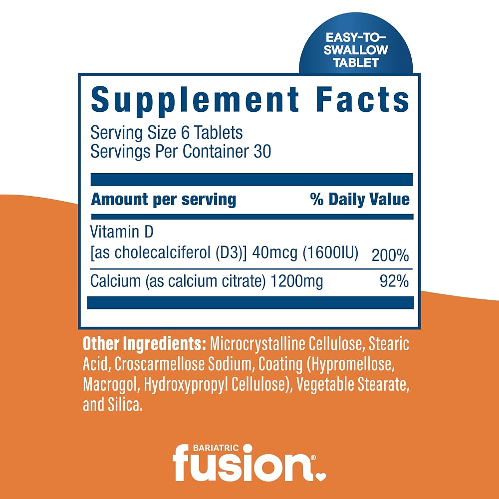 Bariatric Fusion Calcium Citrate with Vitamin D3 - 180 Tablets - image 4