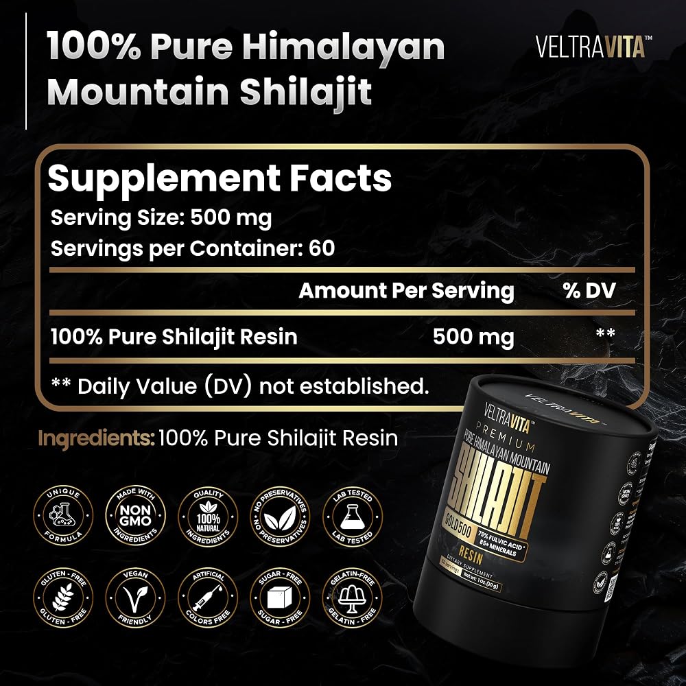VeltraVita 100% Pure Himalayan Shilajit Resin Gold Grade - 30g - image 8