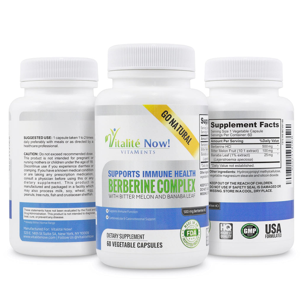 Vitalité Now! High Strength Berberine 500mg with Bitter Melon & Banaba - image 2