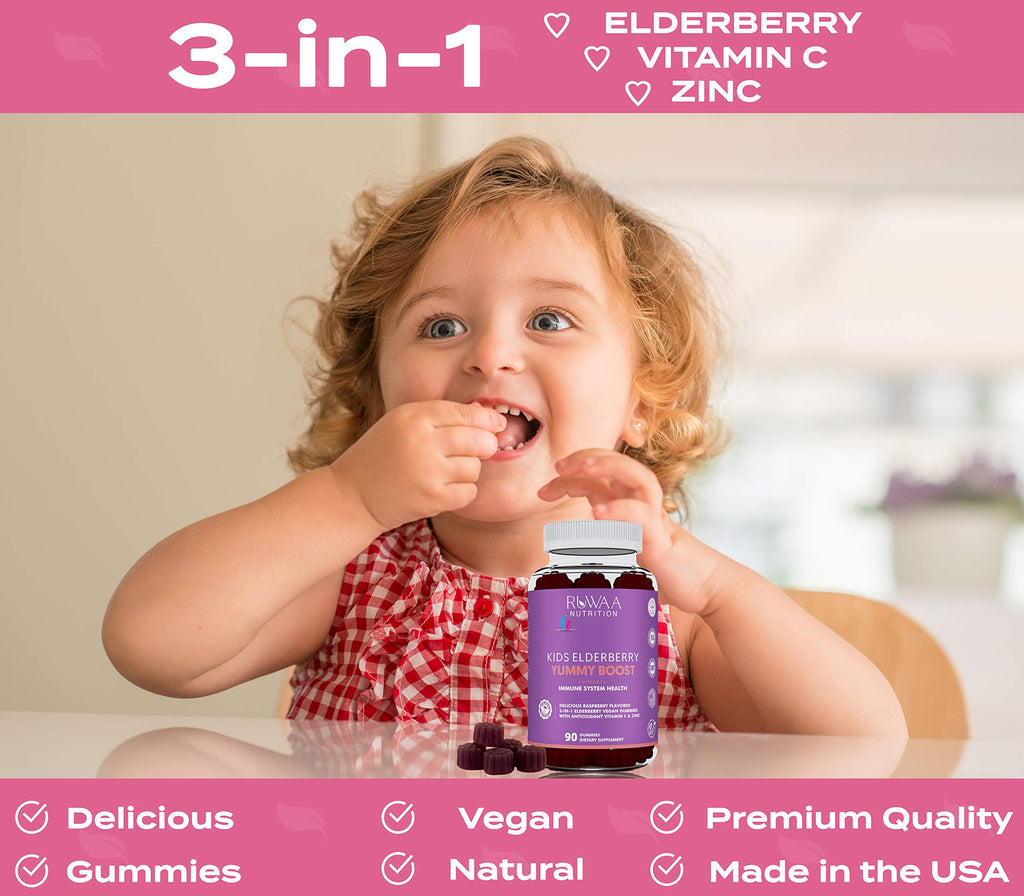 RUWAA NUTRITION Sambucus Elderberry Gummies for Kids with Zinc