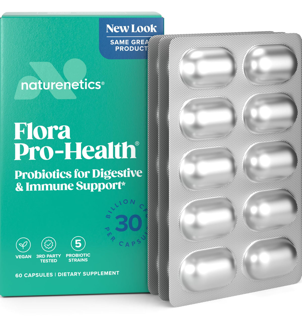 Naturenetics Probiotics for Digestive Health 30 Billion CFU - 60 Capsules