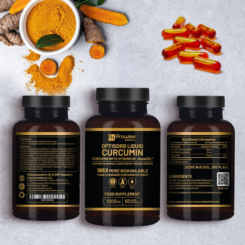 PH PROWISE Optisorb Liquid Curcumin with Vitamin D3 - 60 Liqcaps - image 2