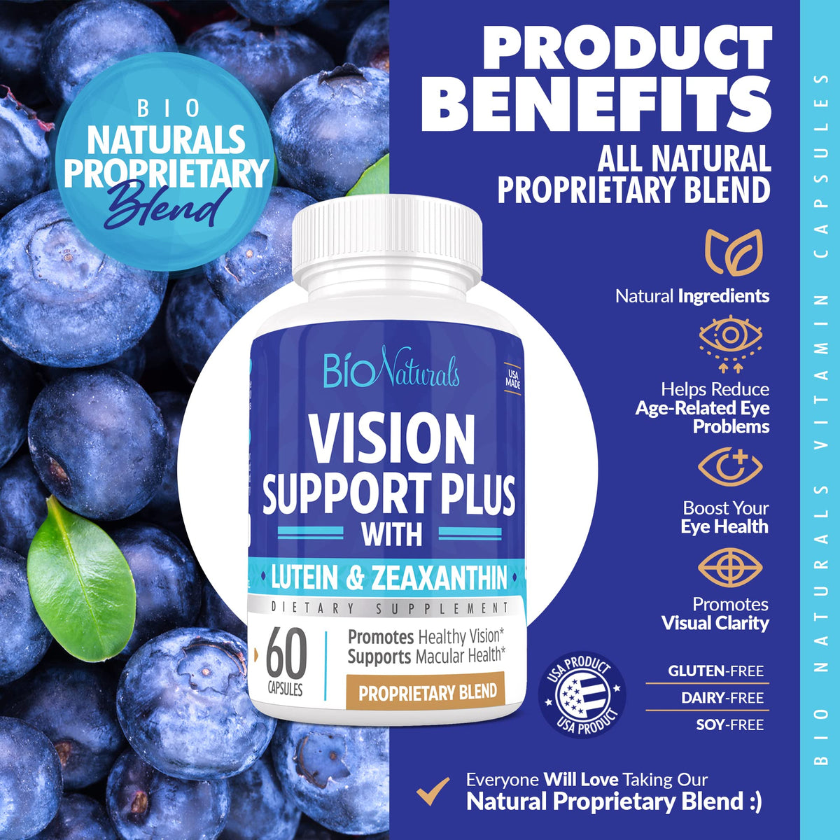 Bio Naturals Eye Vitamin with Lutein & Bilberry - 60 Vegetarian Capsules - image 3