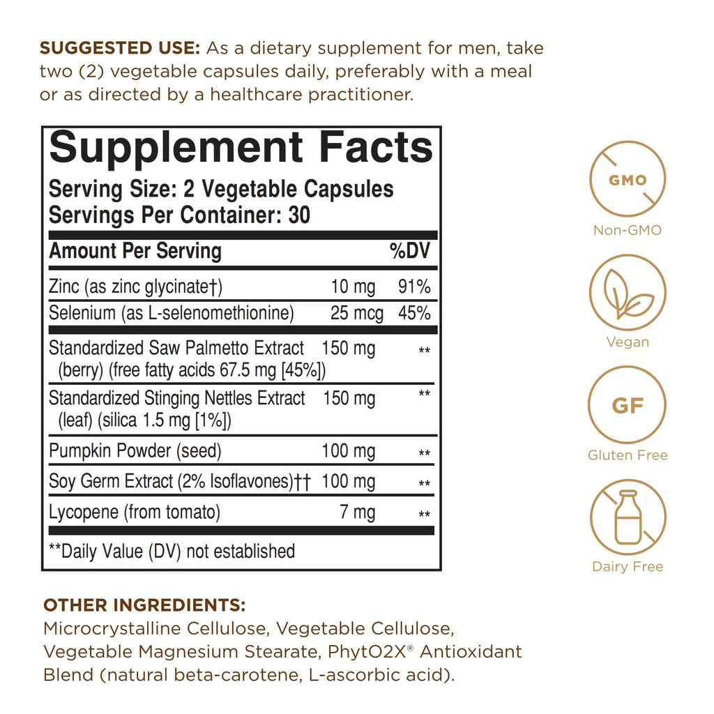 Solgar Prostate Support - 60 Vegetarian Capsules - image 2