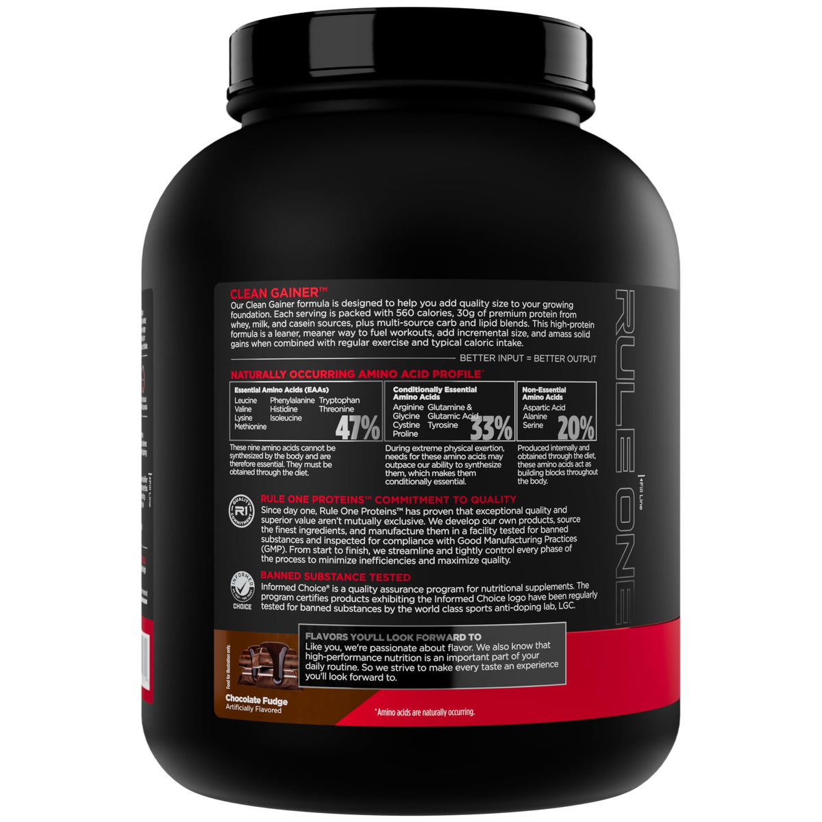 Rule 1 Clean Gainer - High-Protein Lean Gain Formula with 560 Calories