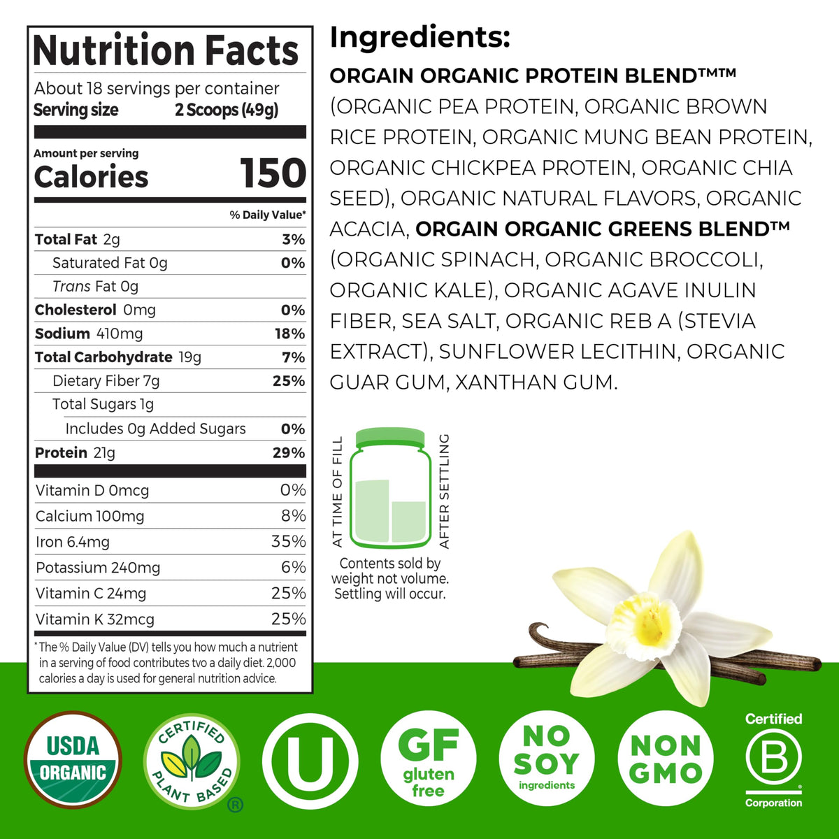 Orgain Organic Vegan Protein Powder + Greens