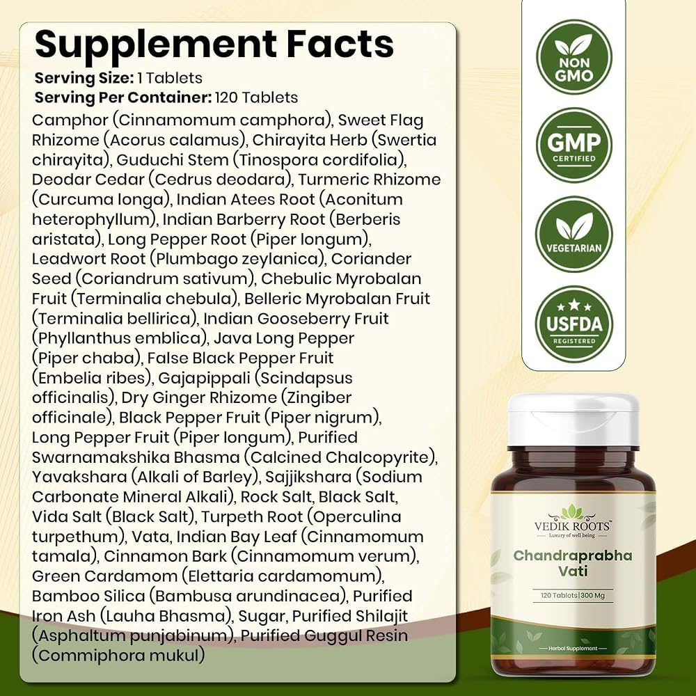 VEDIKROOTS Chandraprabha Vati Ayurvedic Herbal - 240 Tablets - image 5