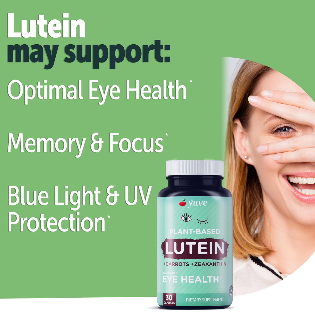 Yuve Lutein & Zeaxanthin 20mg Eye Health Supplement - 30 Vegan Capsules - image 3
