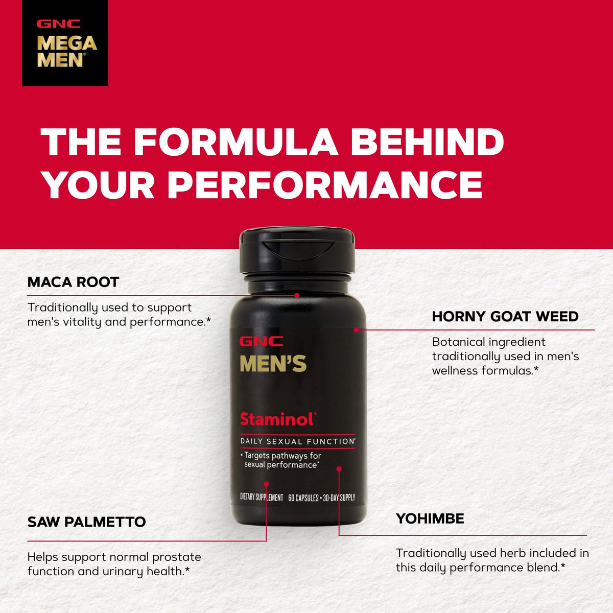 GNC Mega Men Staminol Male Vitality Formula - 60 Capsules - image 5