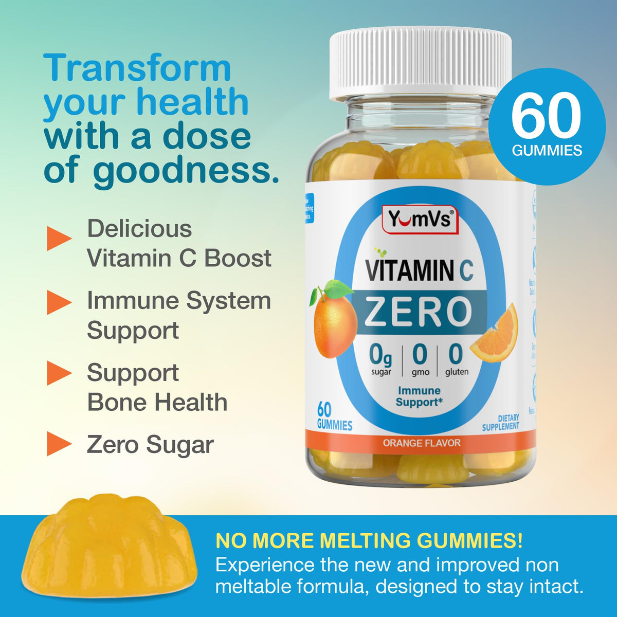 YUM-V'S Sugar Free Vitamin C Gummies 250 mg - 60 Count - image 2