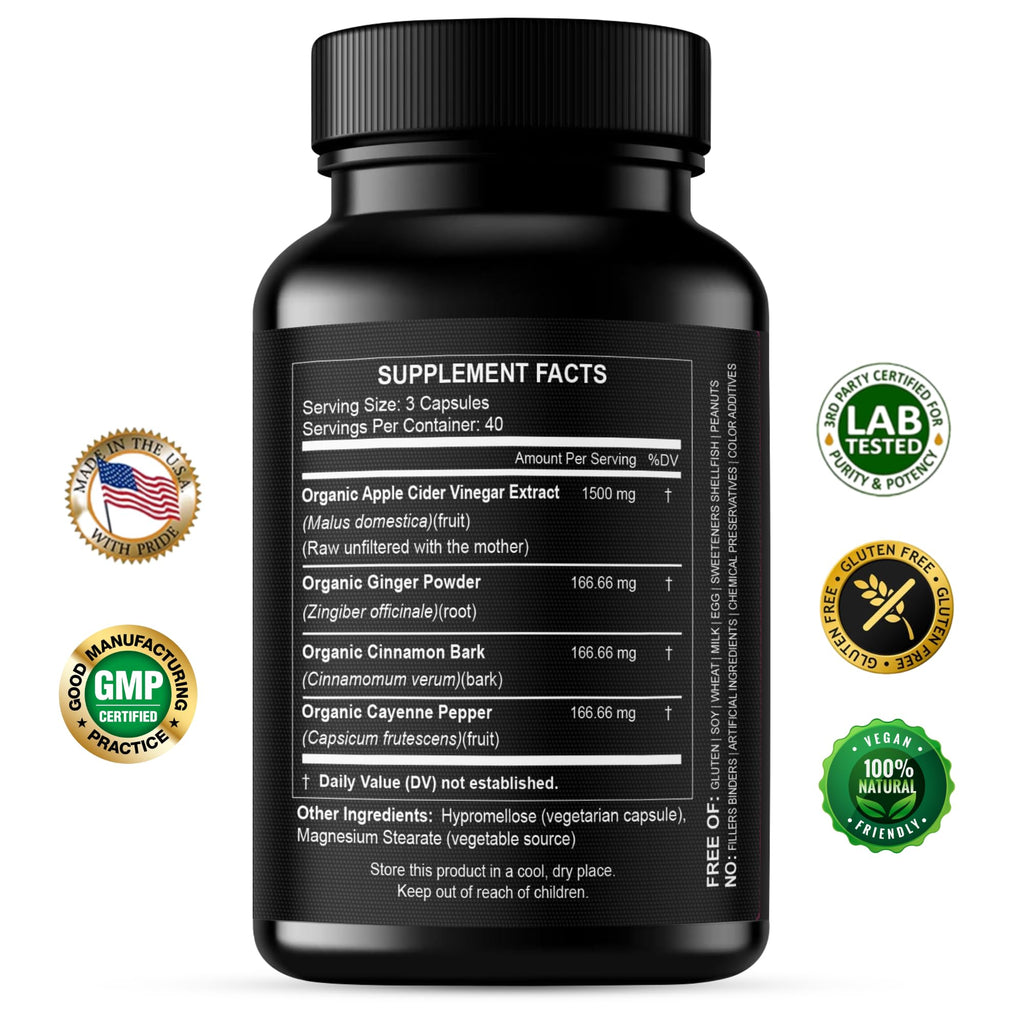 HCL Herbal Code Labs Apple Cider Vinegar 1500 mg - 120 Capsules - image 2