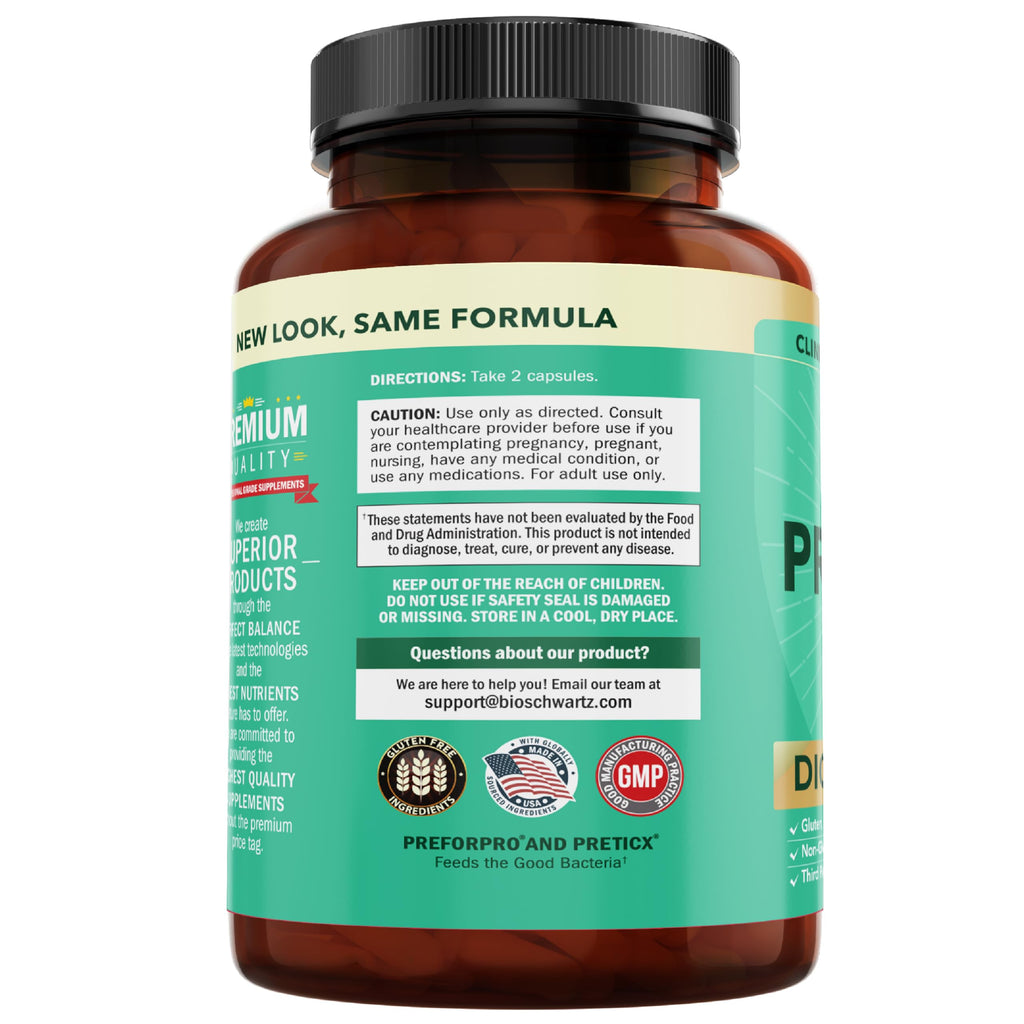 BioSchwartz Advanced Prebiotics Gut Health Supplement - 120 Capsules - image 8