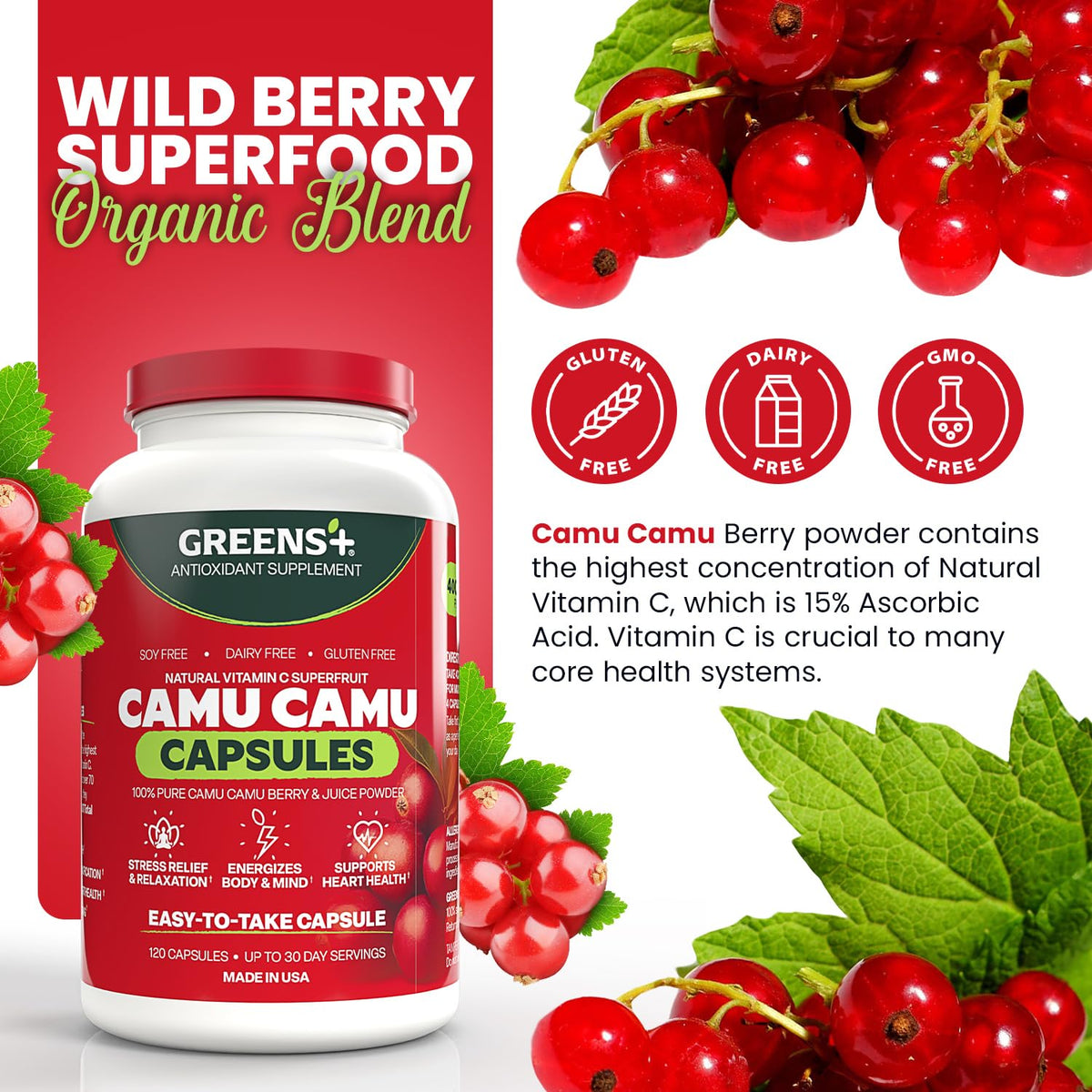 Greens+ SuperFruit Camu Berry Supplement - 120 Capsules - image 2