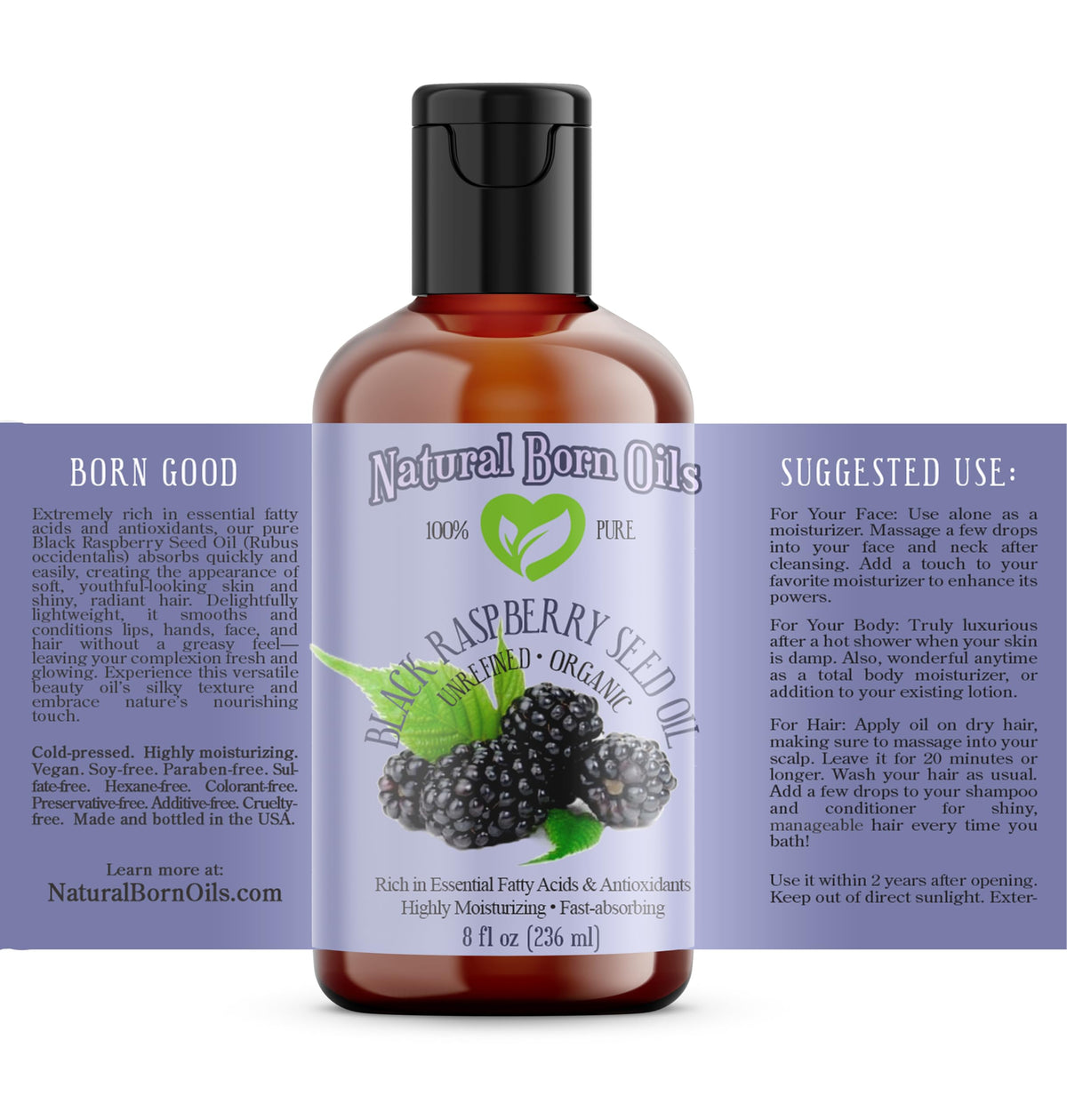 Natural Born Oils Black Raspberry Seed Oil - 8 Fl Oz - image 2