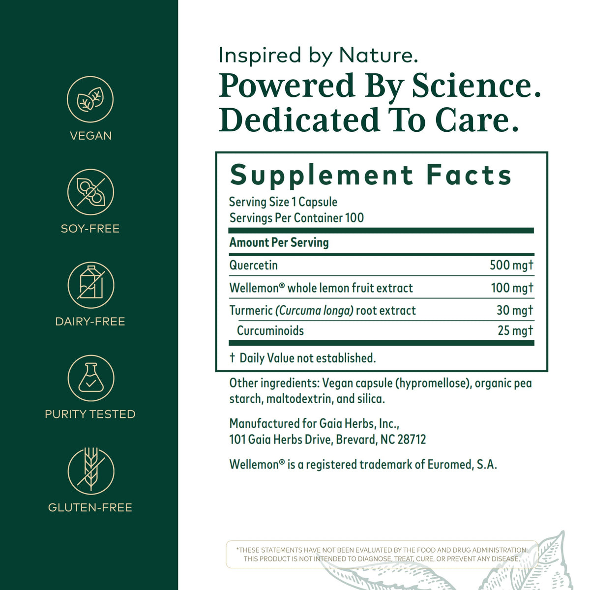 Gaia Herbs PRO Quercetin Synergy 500 - 100 Tablets - image 2