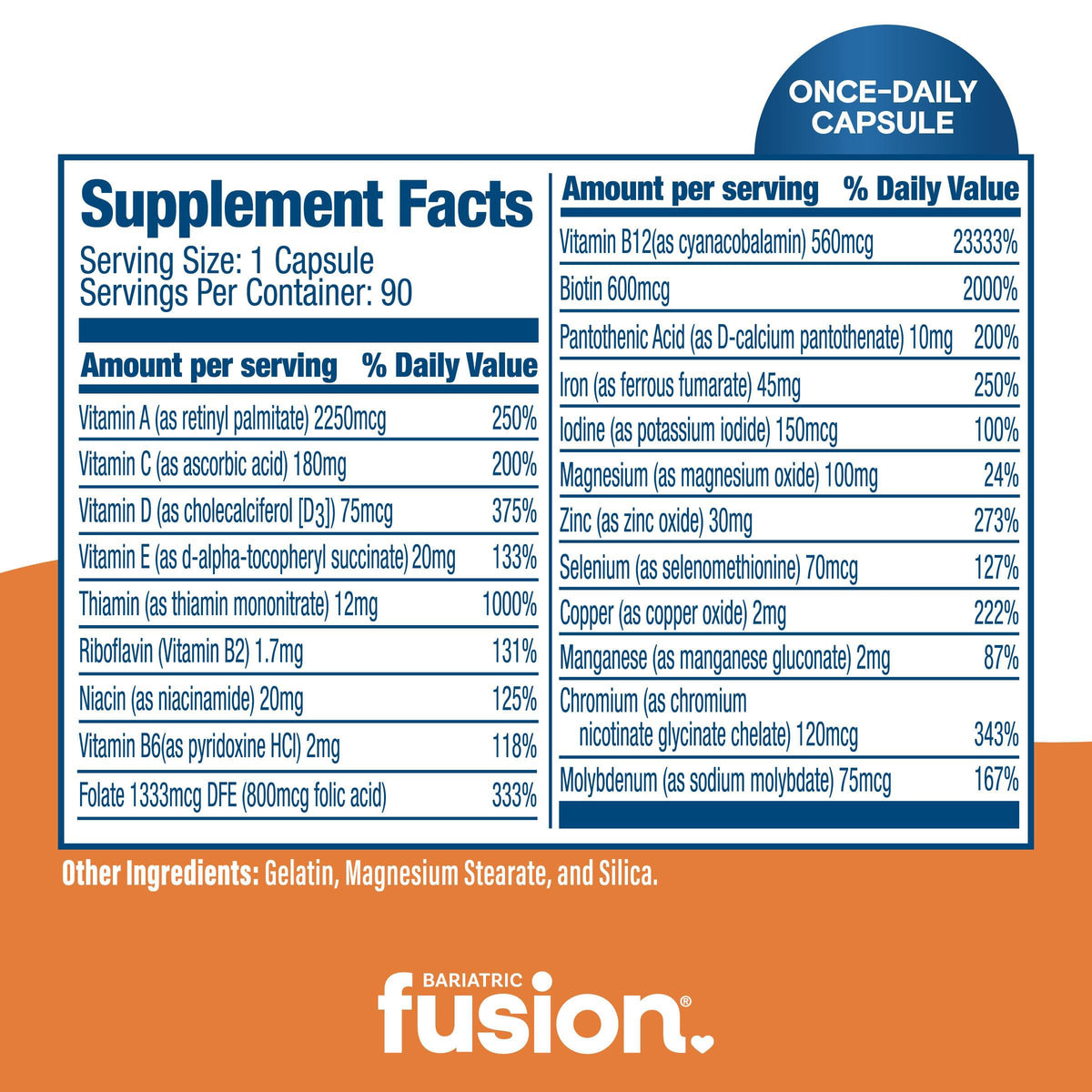 Bariatric Fusion One Per Day Multivitamin with Iron - 360 Capsules - image 2