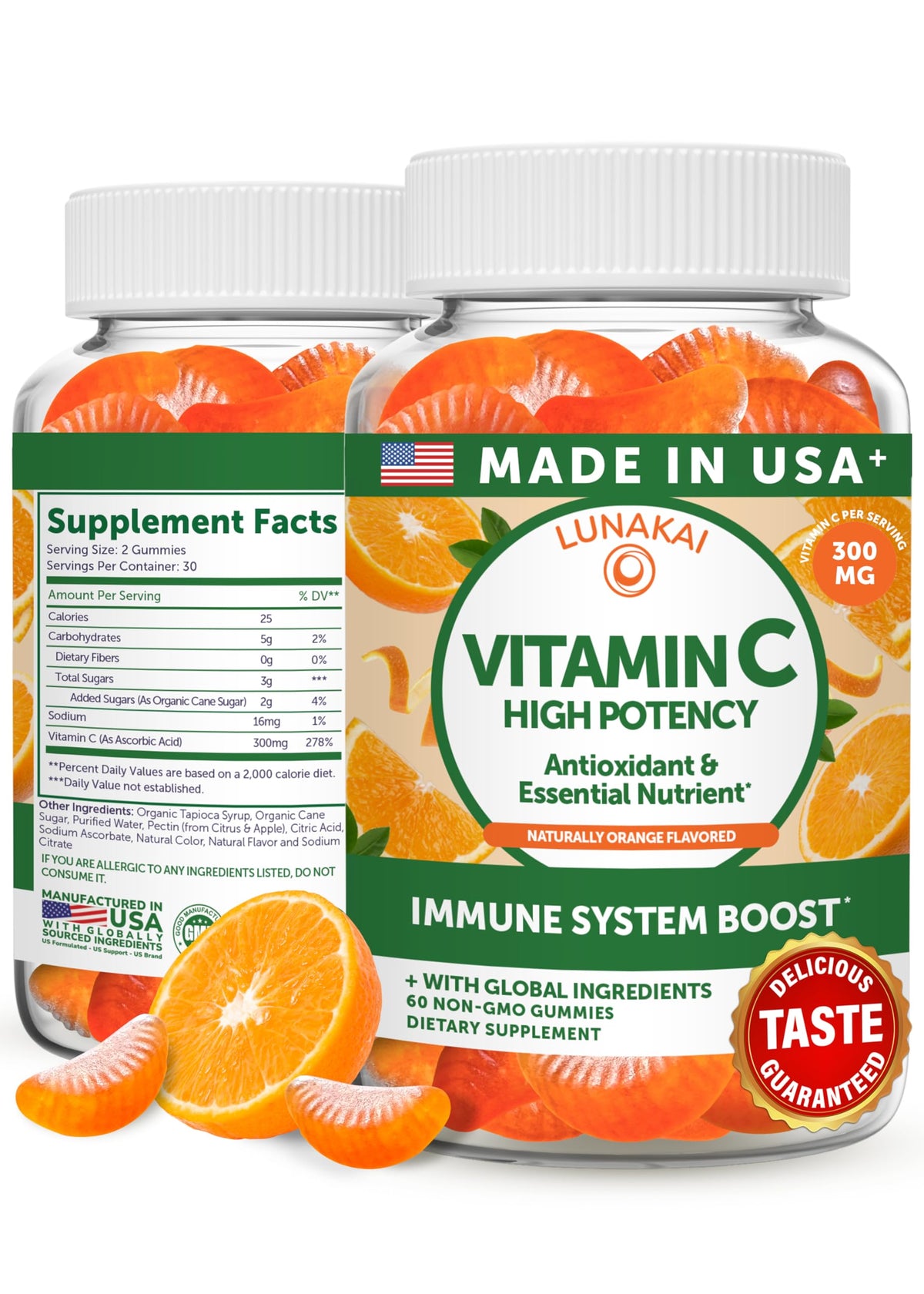 Lunakai USA Made High Potency Vitamin C Gummies for Adults and Kids