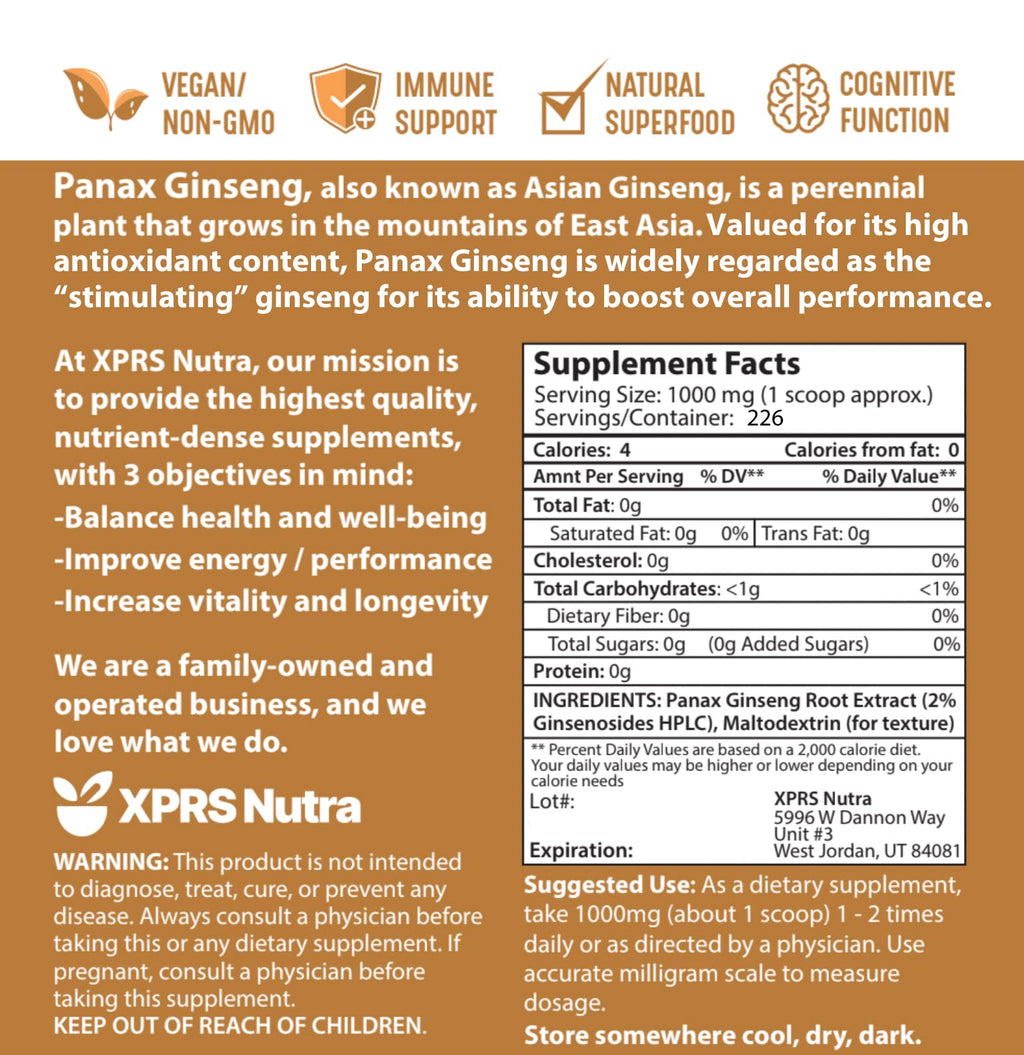 XPRS Nutra Ginseng Root Extract Powder - Ginseng Powder Supports