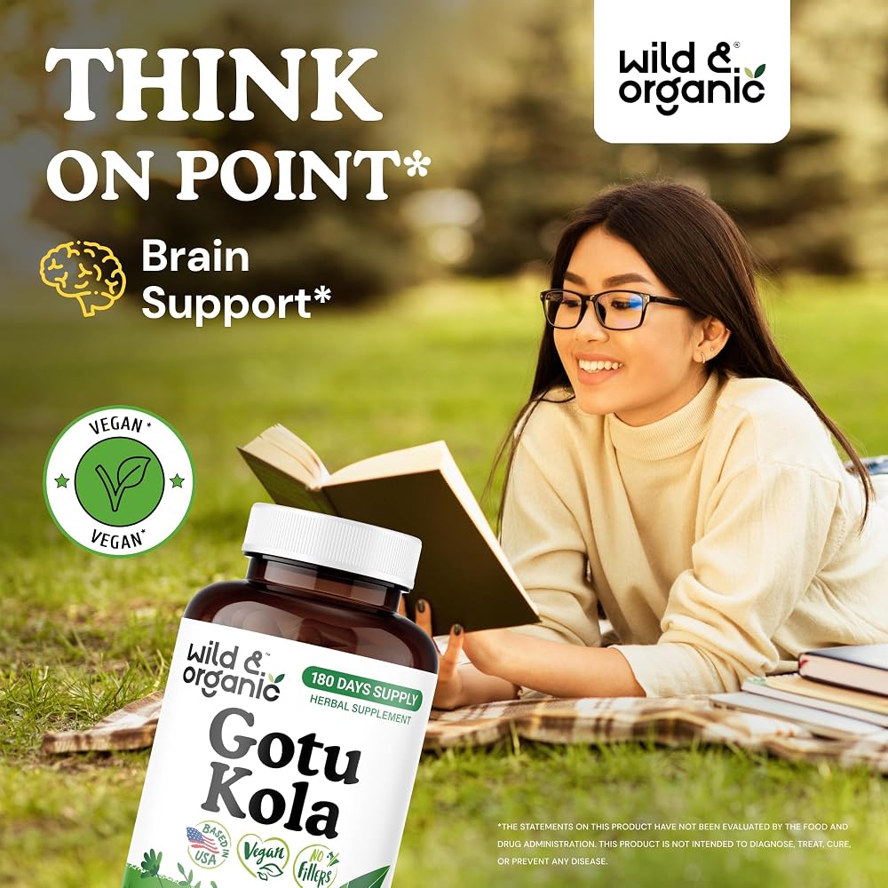 Wild & Organic Gotu Kola 600 mg Brain Support - 180 Capsules - image 2