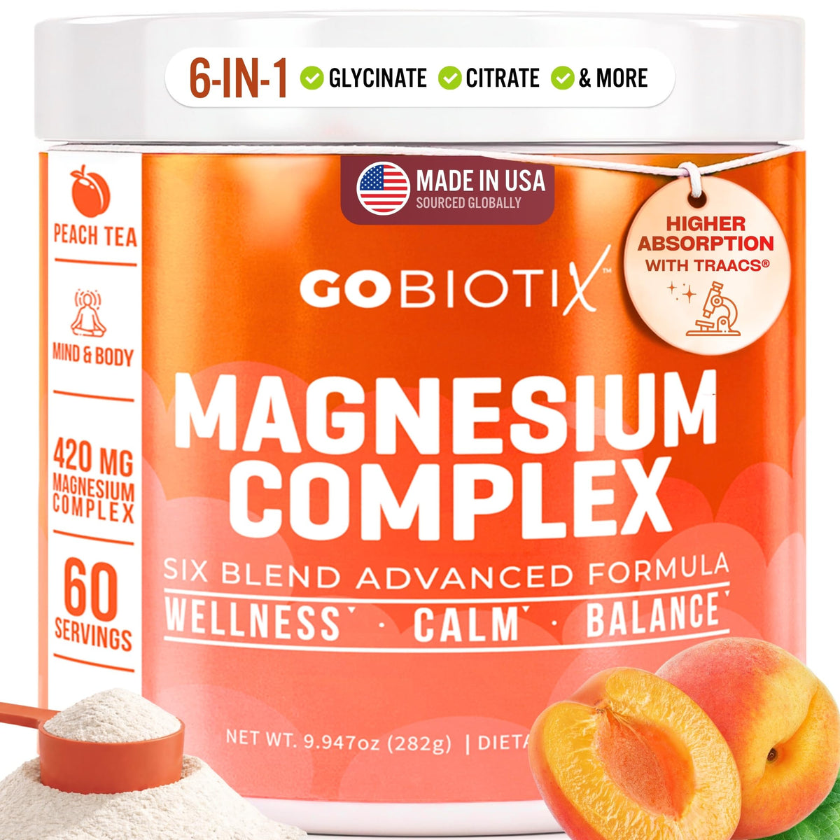 GOBIOTIX Magnesium Glycinate Powder 420mg - 60 Servings