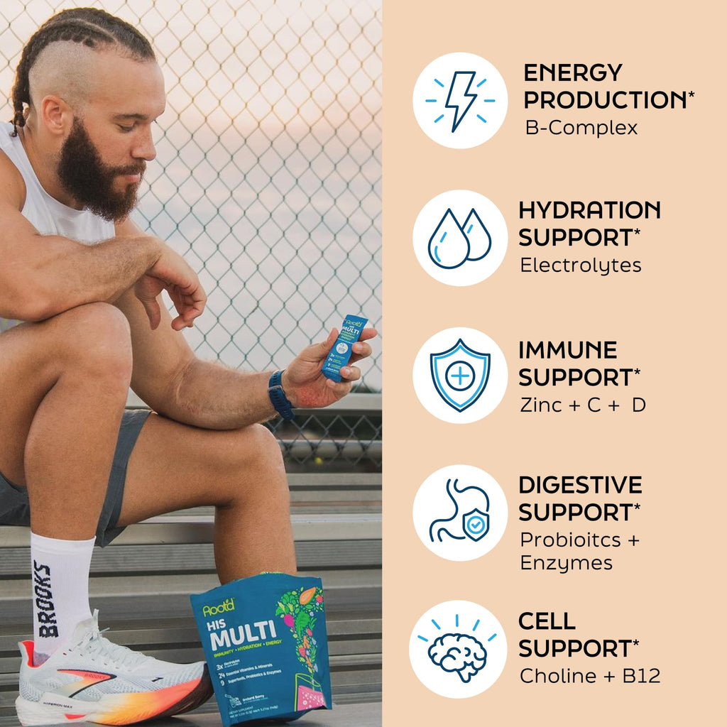 Root'd Multivitamin Powder with 3X Electrolytes for Men - 24 Vitamins