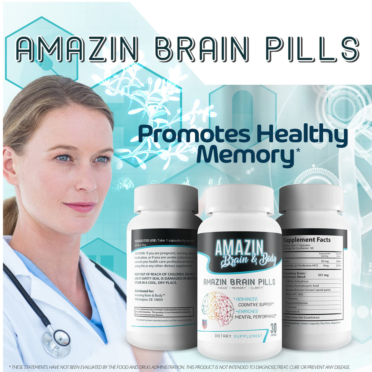 A-MAZ Amazin Brain Pills Nootropic Supplement - 60 Capsules - image 5