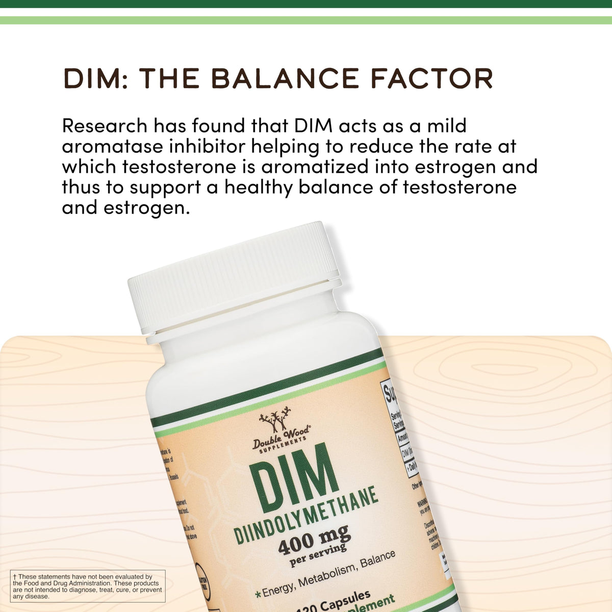 Double Wood Supplements DIM 400mg Estrogen Balance - 60 Capsules - image 4