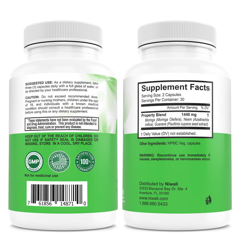 NIWALI Moringa Oleifera Leaf Nutritional Supplement - 90 Capsules - image 2