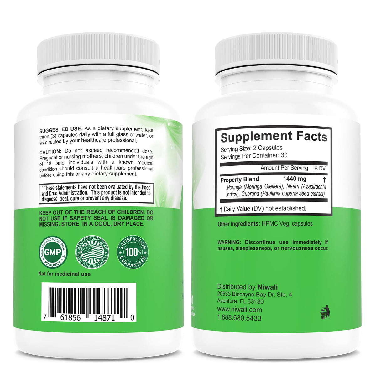 NIWALI Moringa Oleifera Leaf Nutritional Supplement - 90 Capsules - image 2