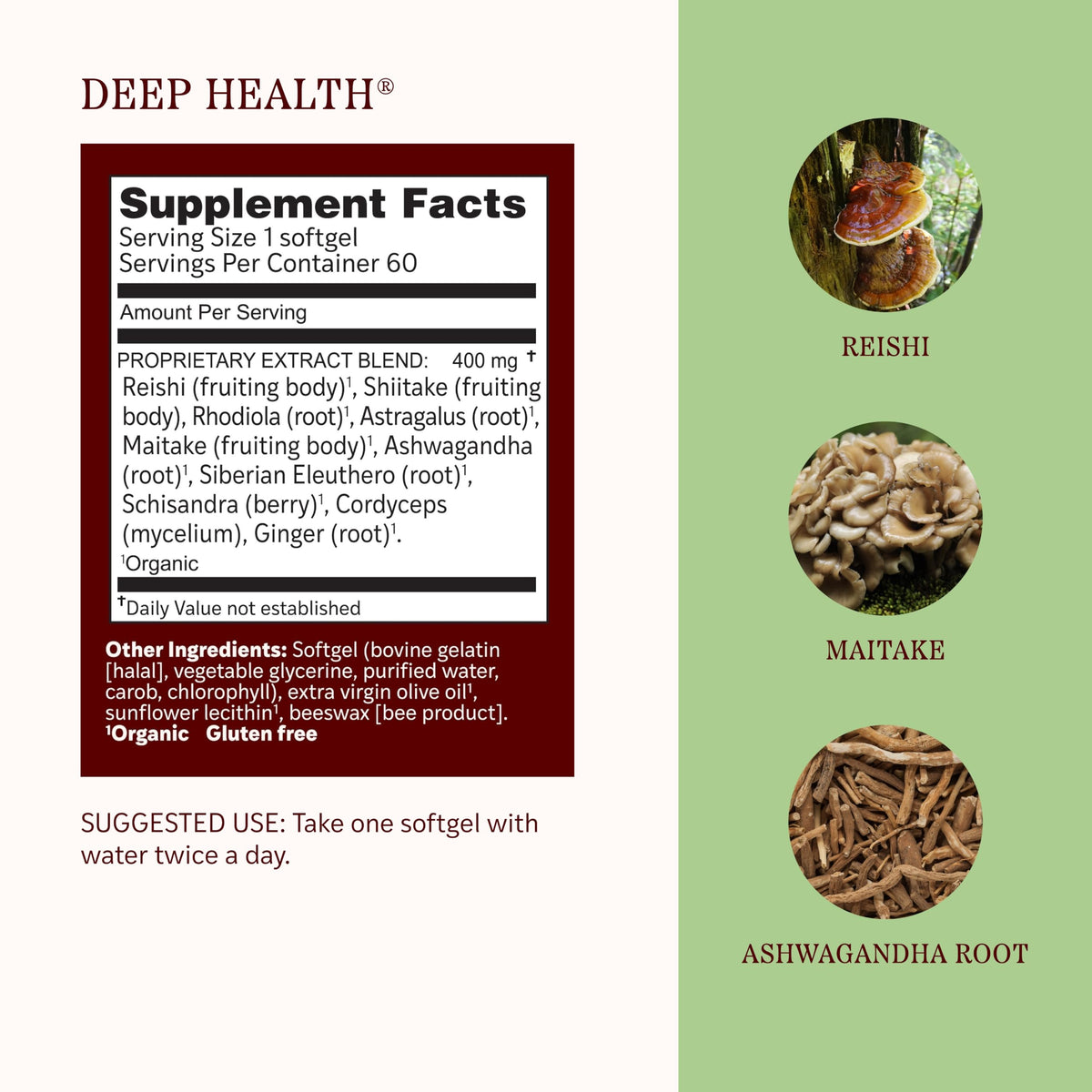 Herbs Etc. Deep Health - Daily Use Adaptogen Supplement - Aids Immune