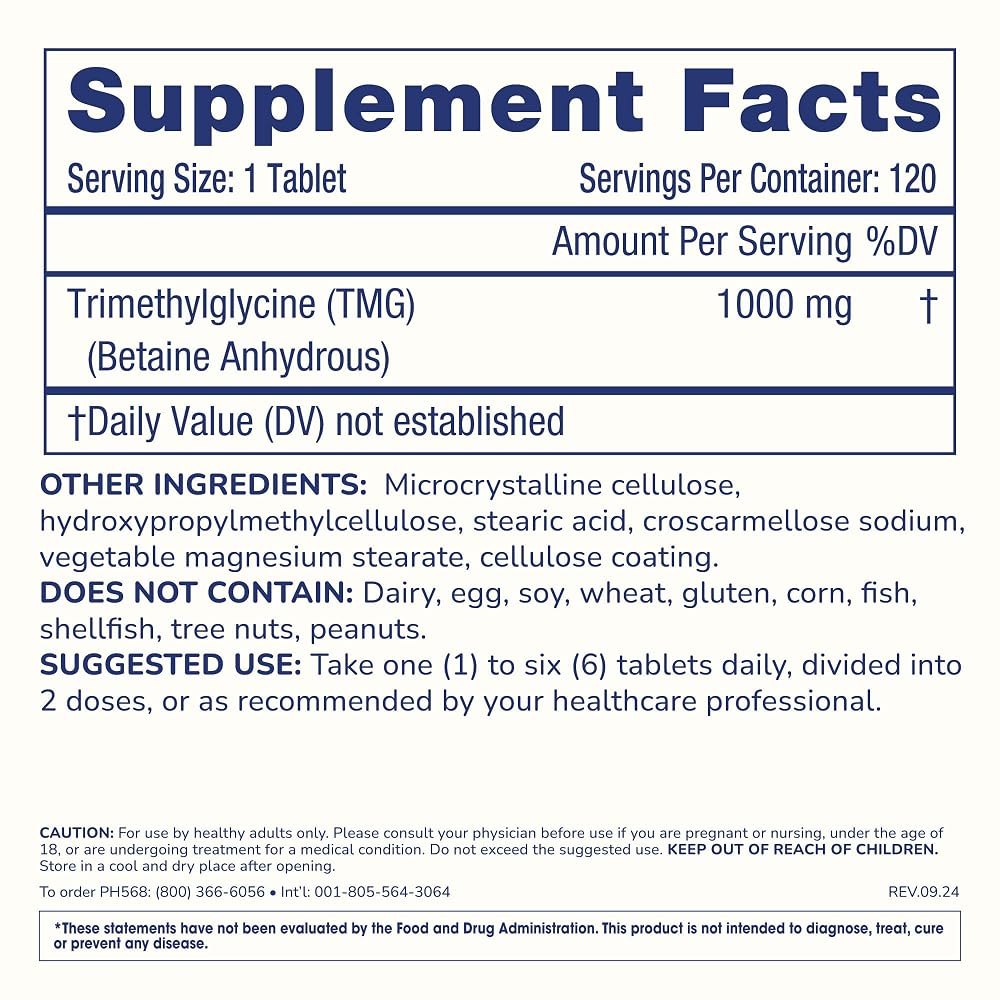ProHealth Longevity TMG Trimethylglycine 1,000 mg - 120 Tablets - image 6